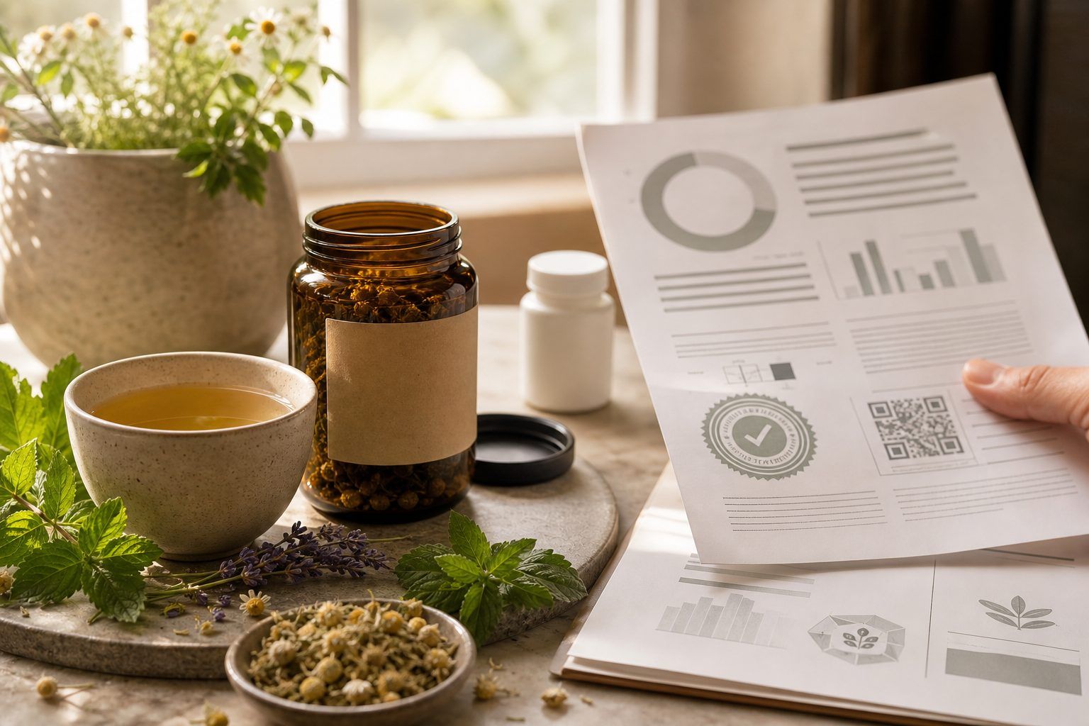 Lire une tisane au CBD : certificat d'analyse, plantes associées et traçabilité